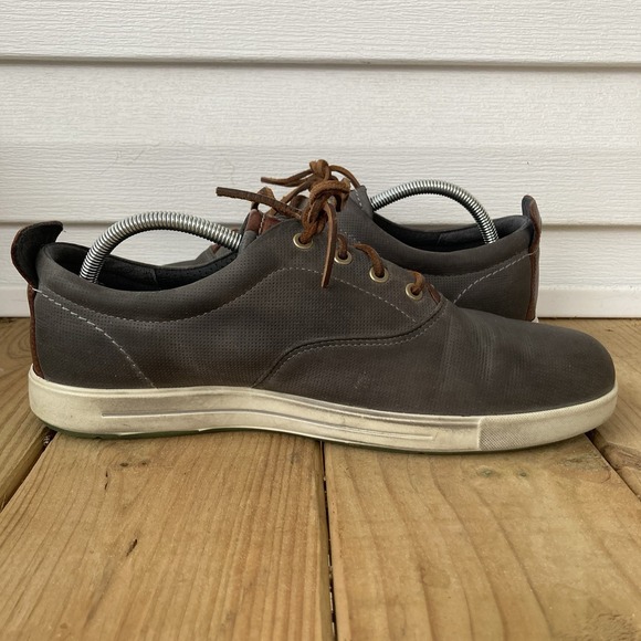 Ecco Collin 2.0 Perforated Leather Sneakers Shoes Gray Mens EU 45 US 11 - 11.5 - Picture 4 of 9